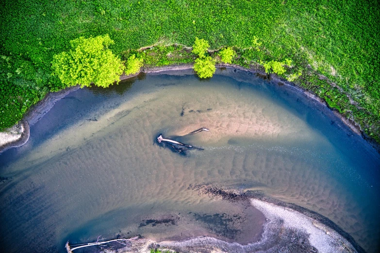 an aerial view of the lake and surrounding area of the marsh