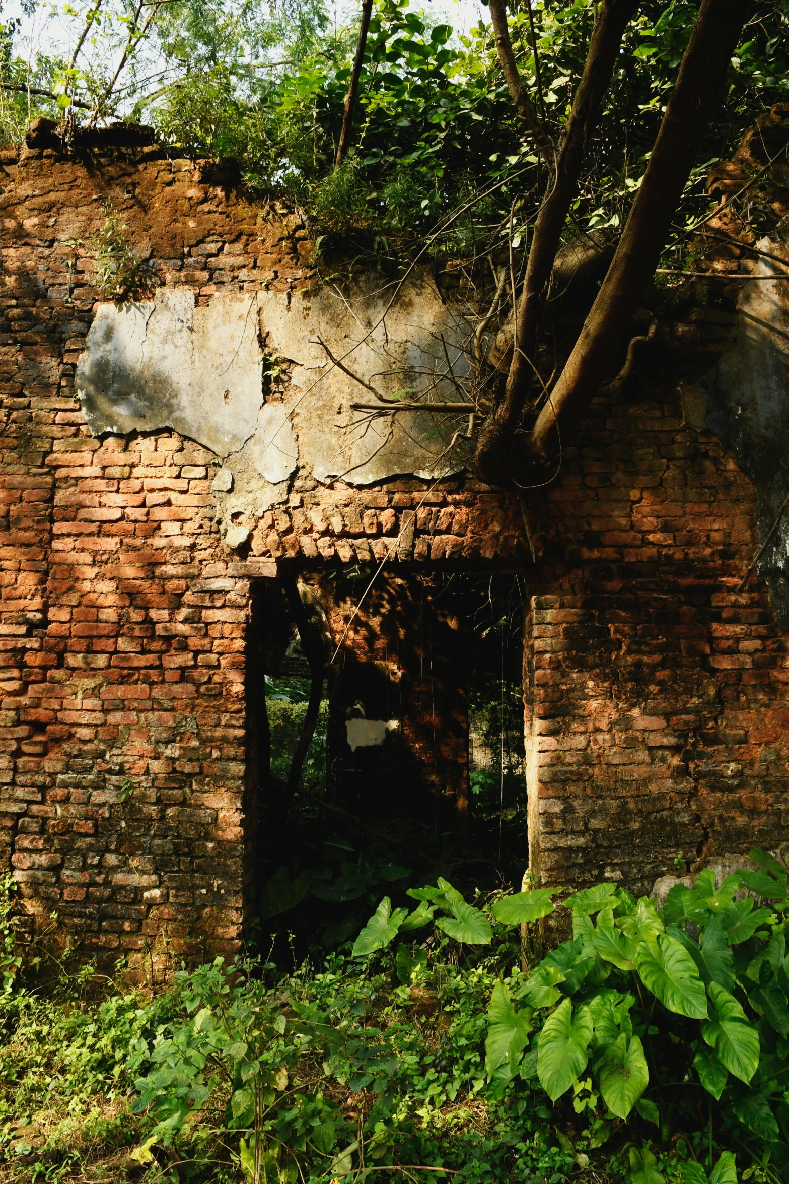 an old building with the remains of the window still open