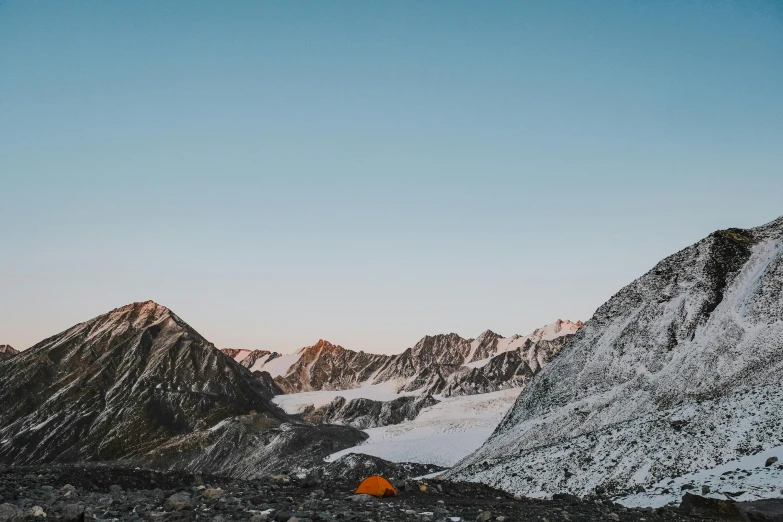 a tent pitched up on the side of a mountain, unsplash contest winner, high polygon, glacier, adventure gear, frank moth