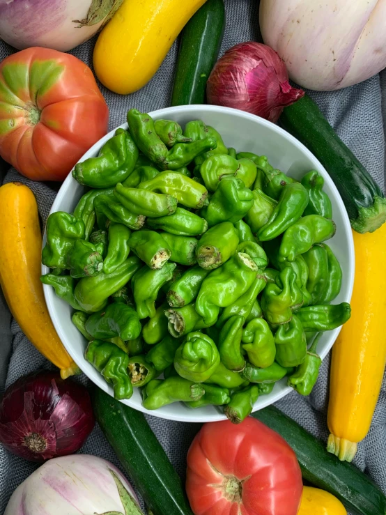 a bowl filled with lots of different types of vegetables, inspired by Albert Joseph Pénot, renaissance, green snakes, pepper, thumbnail, close body shot