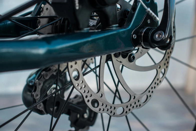 a close up of the front wheel of a bicycle