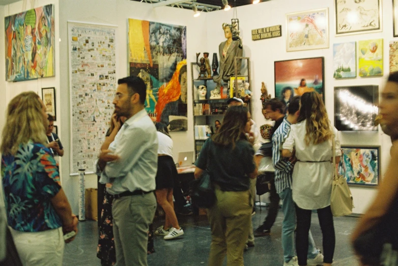 a group of people that are standing in a room, trending on unsplash, art & language, vendors, in 1 9 9 5, fair, west world show