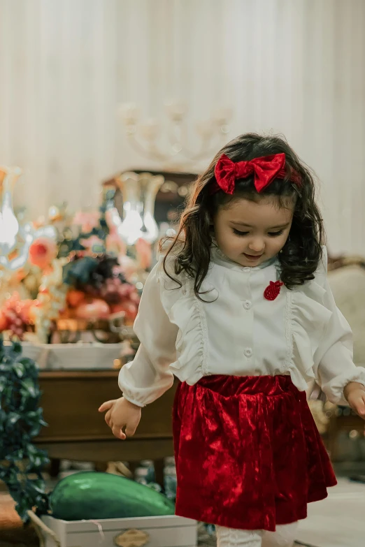 a  walking through an old - fashioned christmas tree