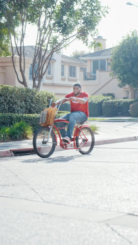 a man riding a bike with a dog in a basket, kevin hart, student, an obese, profile image