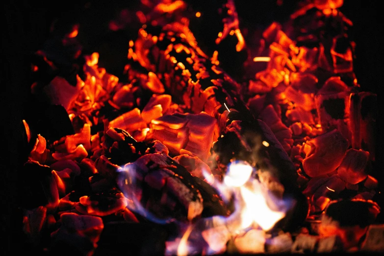 closeup of an open fire showing the  flames
