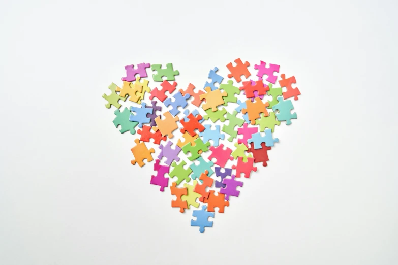 a heart made of puzzle pieces on a white surface, pexels, analytical art, 15081959 21121991 01012000 4k, 1 6 x 1 6, colorful medical equipment, cute colorful adorable