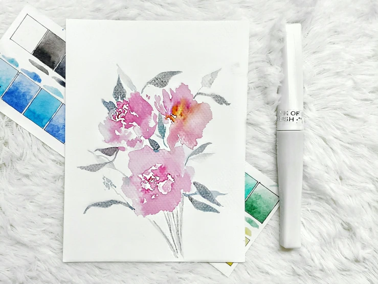 a watercolor painting of a bouquet of flowers, a watercolor painting, featured on instagram, penned with thin colors on white, peony flower, 🎨🖌️, sparkling petals