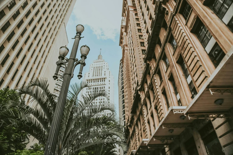 a street light that is next to a building