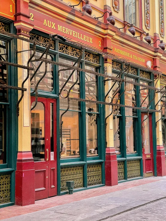 an old brick building with the doors opened