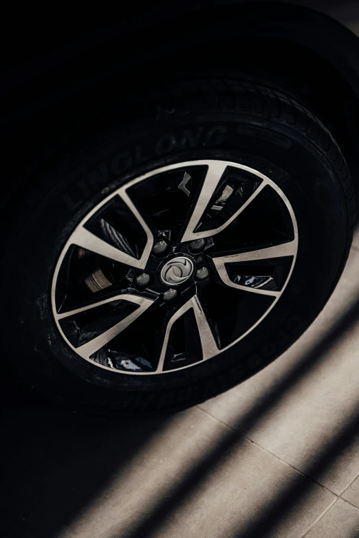 a close up of the tire on a car