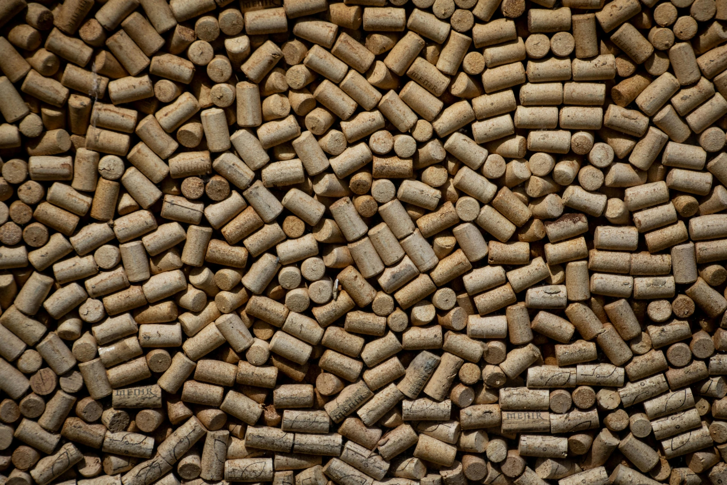 a close up of a pile of wine corks, by Abraham van Beijeren, renaissance, thumbnail, flattened, grain”