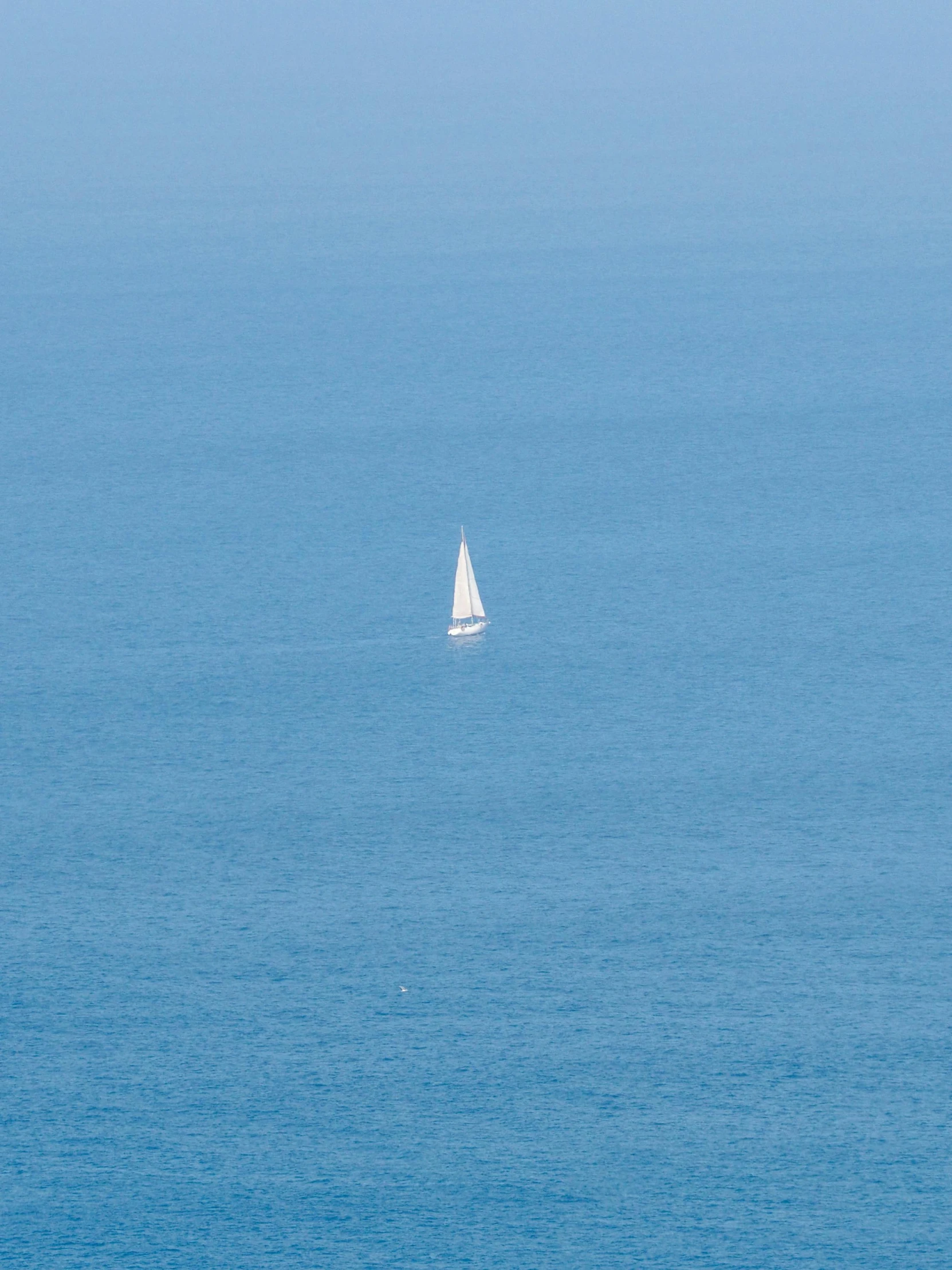 a sailboat in the middle of a large body of water, by Nassos Daphnis, minimalism, cinq terre, zoomed in, medium-shot, 2 5 6 x 2 5 6 pixels