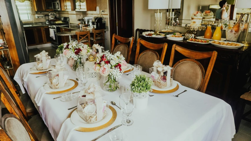 a table filled with plates and cups on top of it