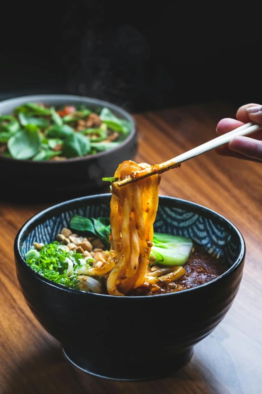 a person holding chopsticks over a bowl of noodles, long trunk holding a wand, sichuan, square, thumbnail