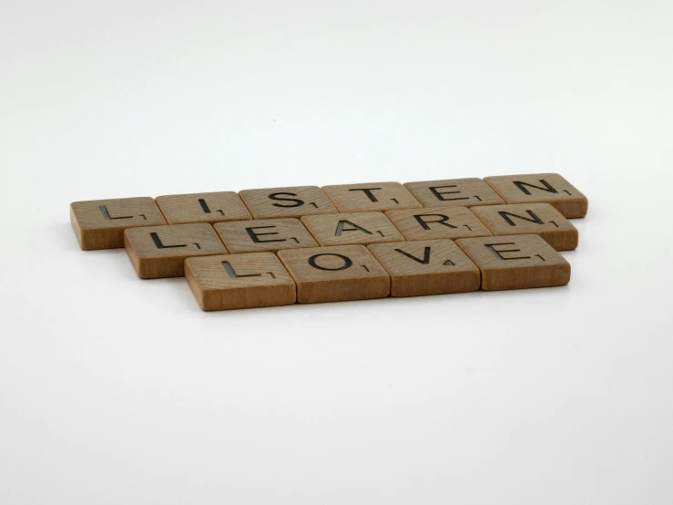 word written on wooden type blocks with white background