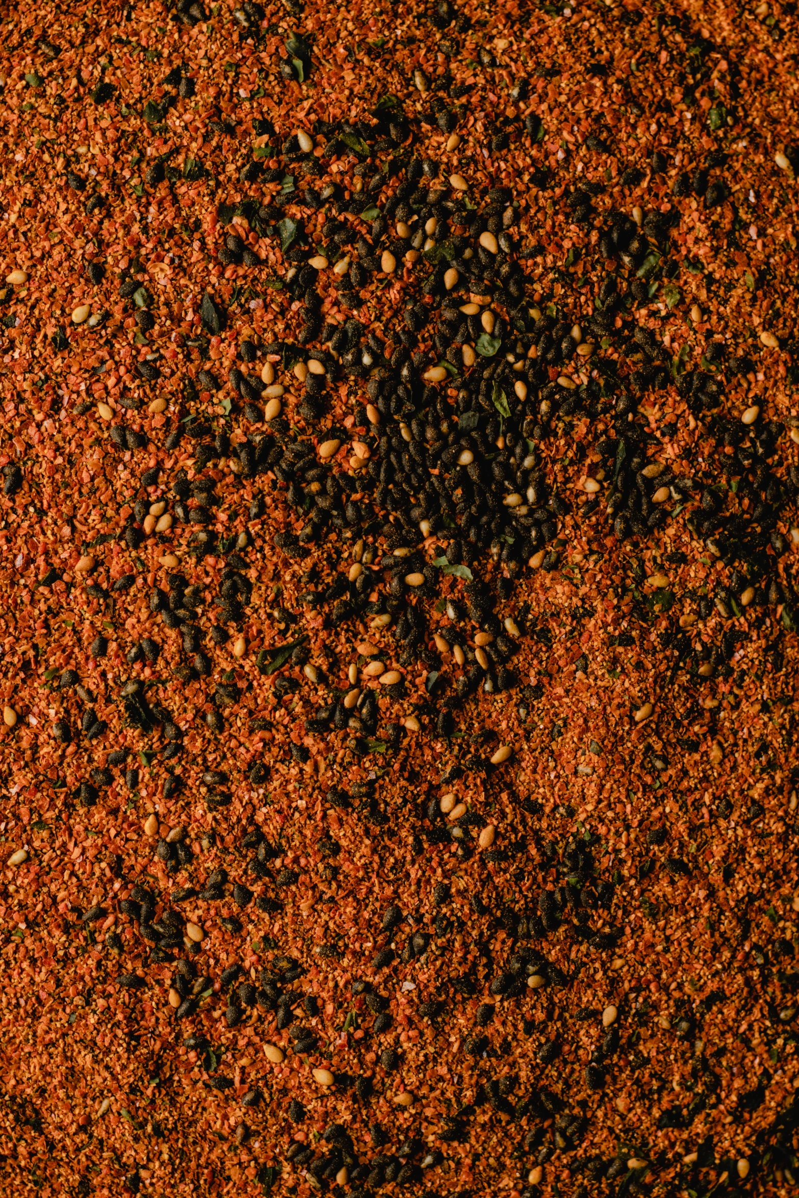 a close up of a plate of food on a table, dirt texture, detailed product image, spices, multicoloured