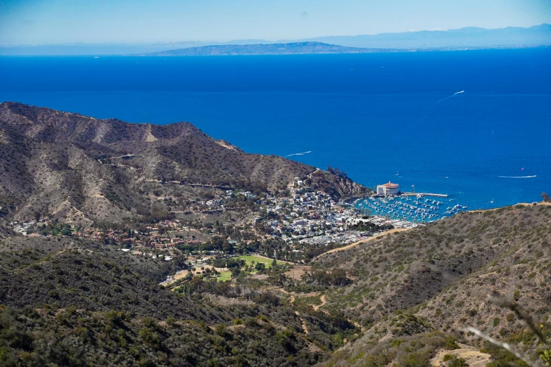 a view of the ocean from the top of a hill, a portrait, malibu canyon, 4k photo gigapixel, thumbnail, view of villages