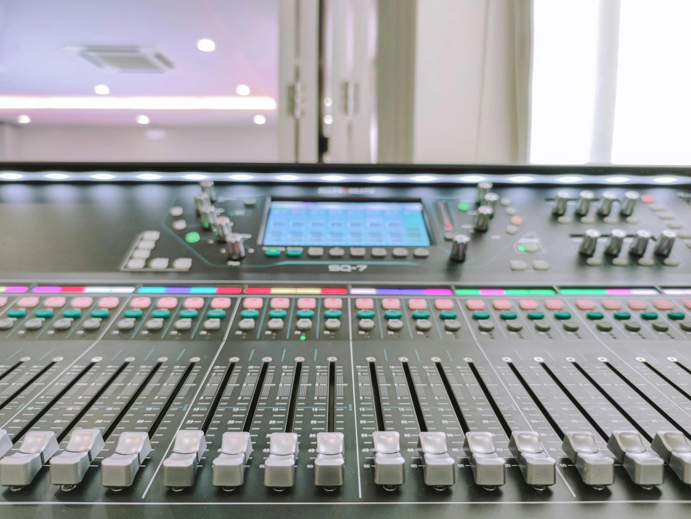 a close up of a sound board in a recording studio, by Emanuel Witz, shutterstock, bauhaus, 15081959 21121991 01012000 4k, bright sky, inside a grand studio, shot on sony a 7