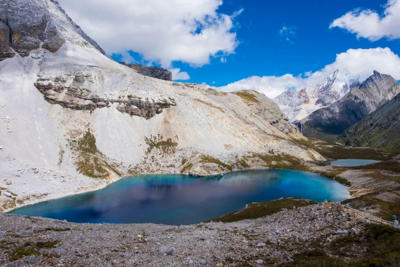 the top of some mountain in which a lake is located