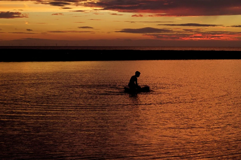 a person in a boat on a lake at sunset, on the ocean, heath clifford, slide show, late summer evening