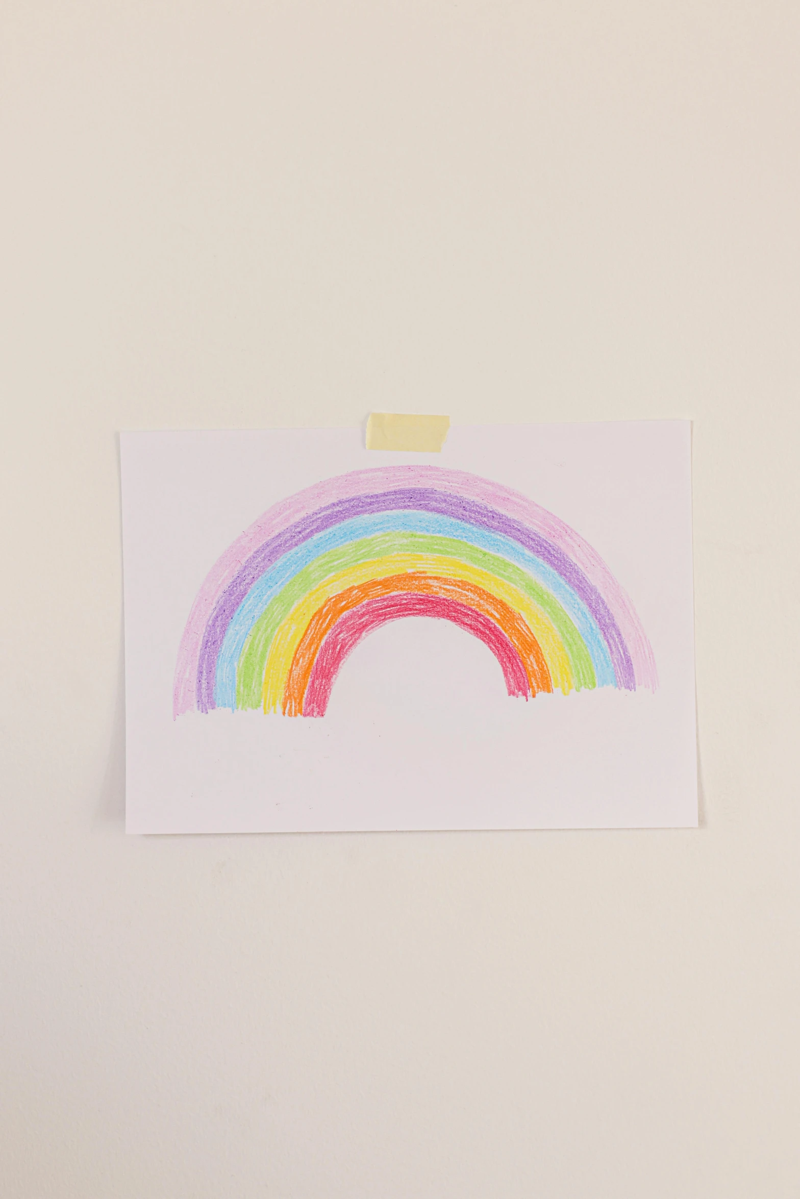 a piece of paper with a rainbow painted on it, by Nicolette Macnamara, sticker art, full protrait, product introduction photo, on white paper