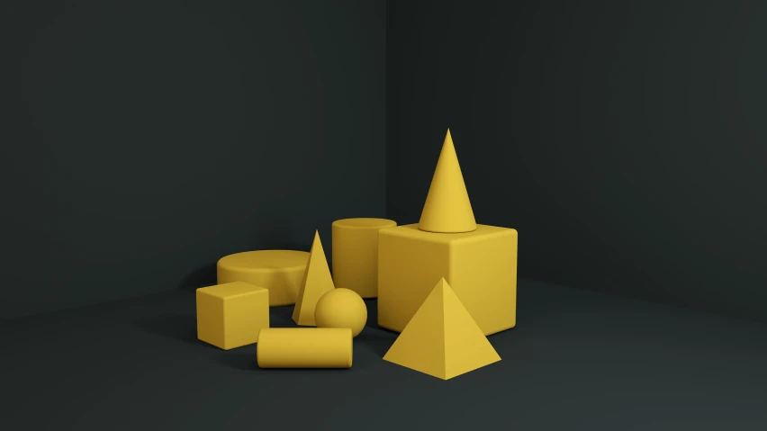 a 3d rendering of a yellow sculpture