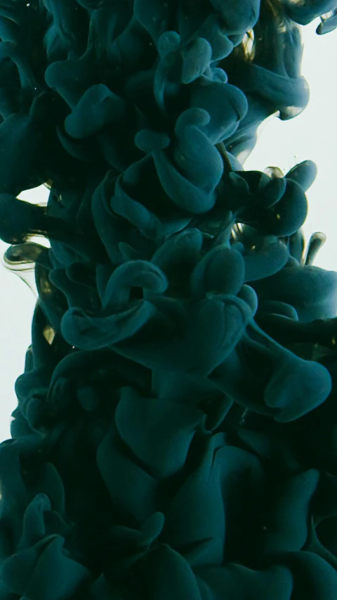 a close up of a blue substance in water, an album cover, inspired by Alberto Seveso, unsplash, puffs of thick black smoke, ornate dark green clothing, made of ferrofluid, low quality photo