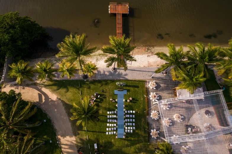 a view of an aerial s of a dock and the beach