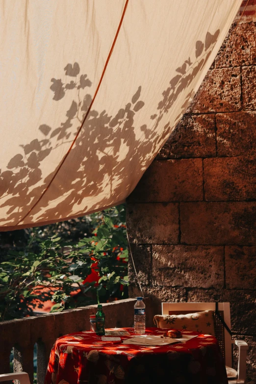 an image of a table outside on an outdoor terrace