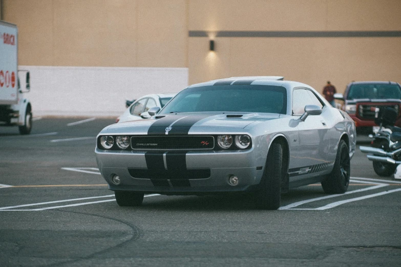 a car is driving on a city street