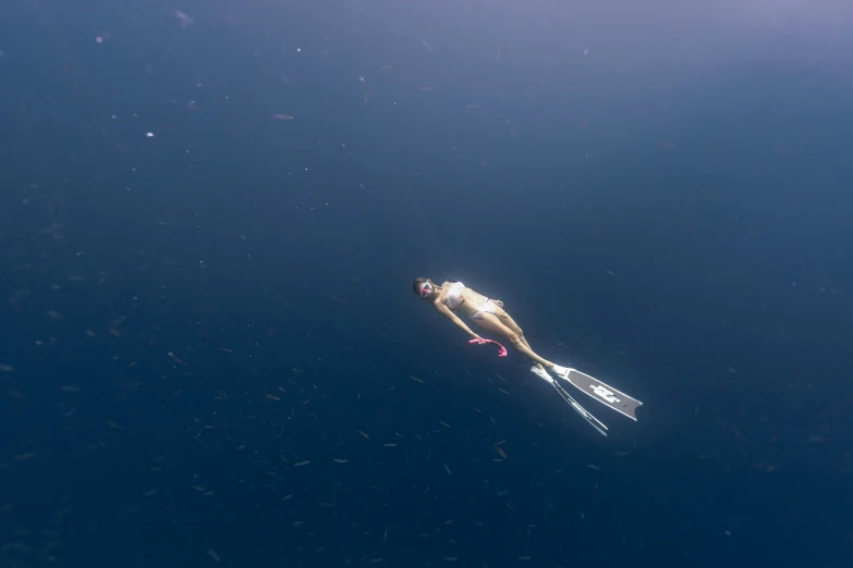 a couple of divers are floating on small objects