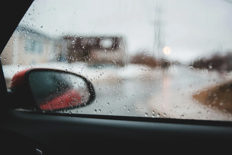 a view out the window of a car in the rain, trending on unsplash, winter storm, wet reflections in square eyes, 2019 trending photo, thumbnail