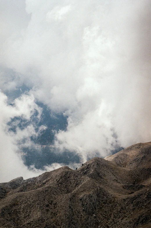 a bird is flying high above a hill