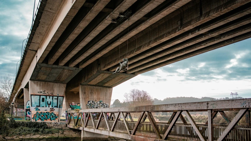 an underpass over a city in a scenic area