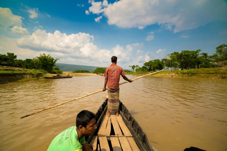 a couple of men riding on the back of a boat, by Joseph Severn, pexels contest winner, hurufiyya, assamese, thumbnail, alana fletcher, hd footage