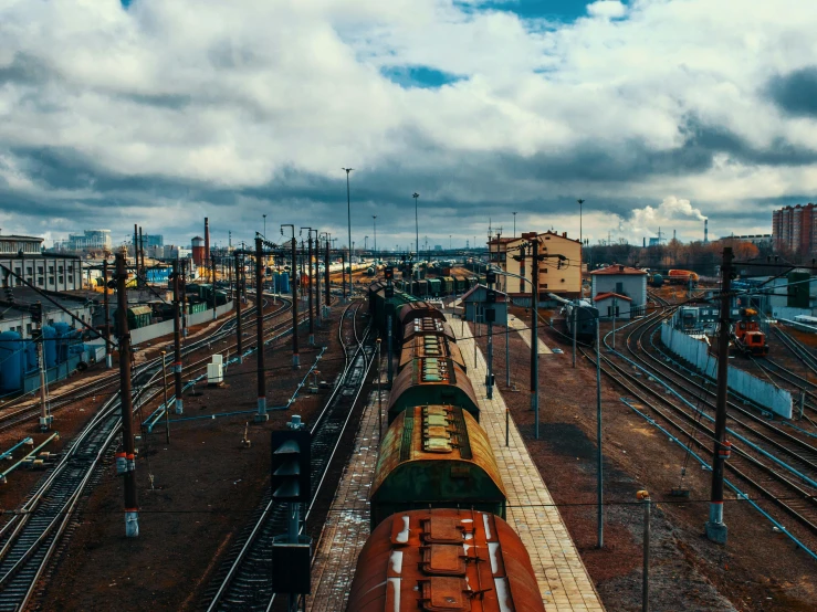 a large long train on a steel track, pexels contest winner, magical soviet town, terminal, thumbnail, profile picture 1024px