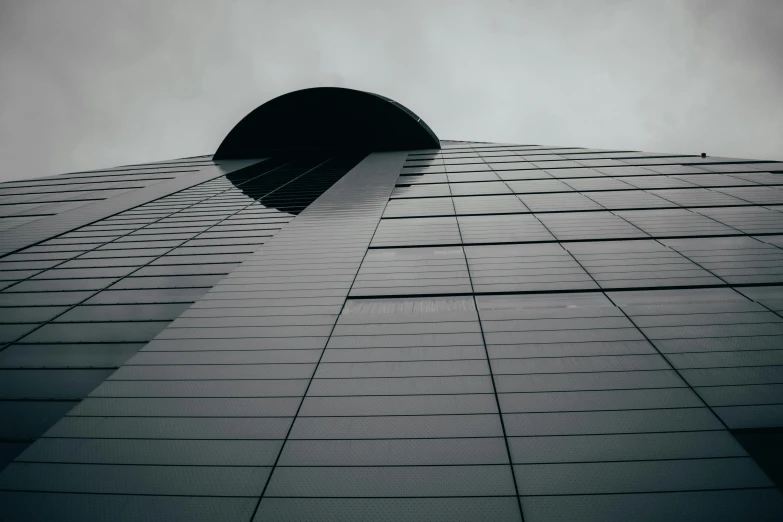 a black and white po of a large building