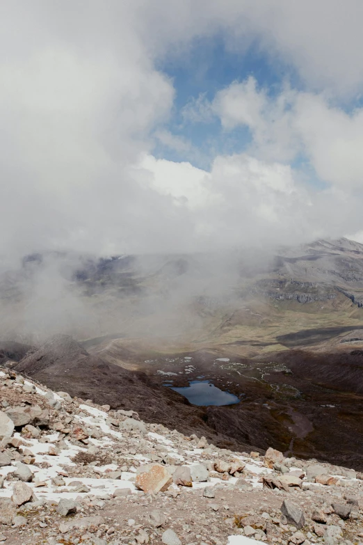 a very large mountain covered with very thick cloud