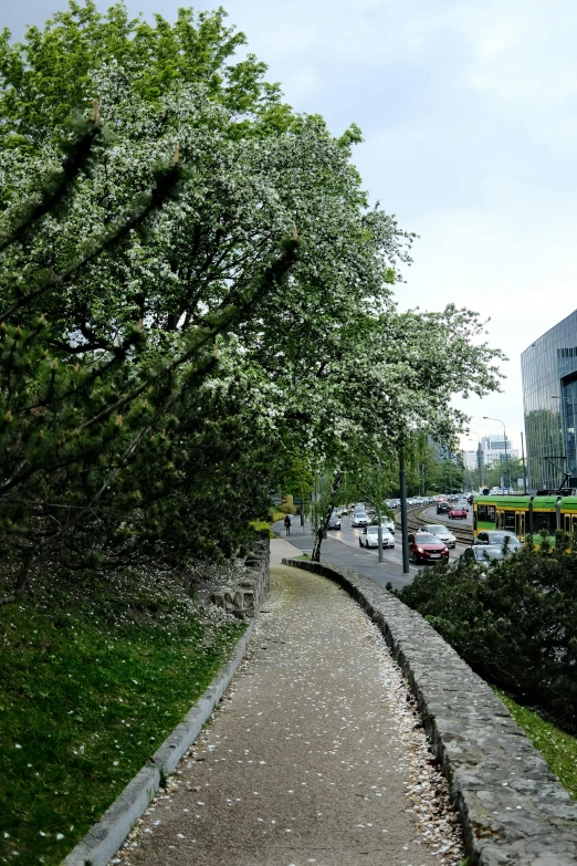 a small brick path with a walkway leading to the building