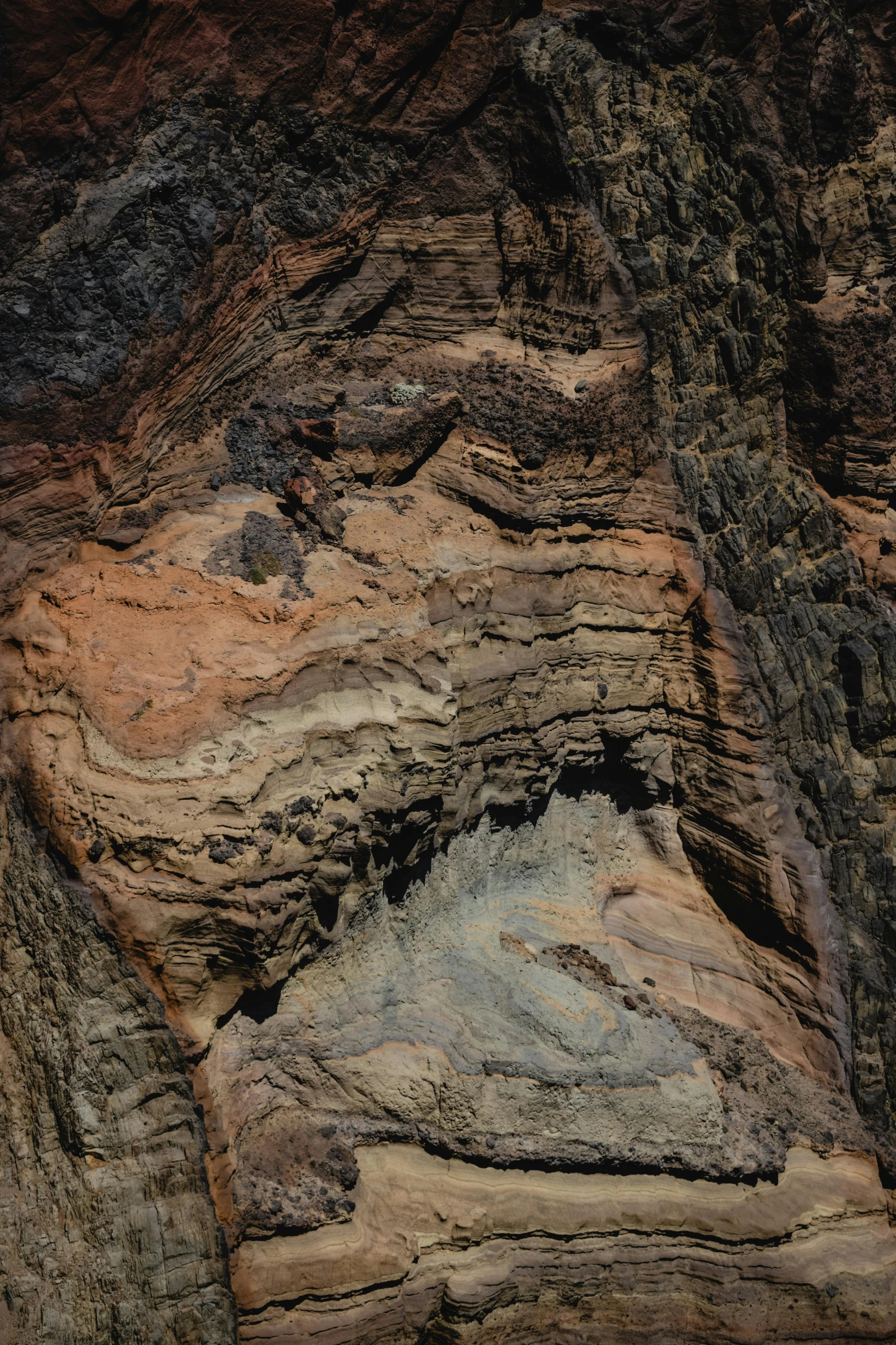 a very strange mountain cliff made of layers of rock