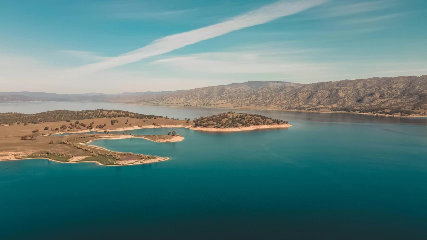 an island and a lake with water in it