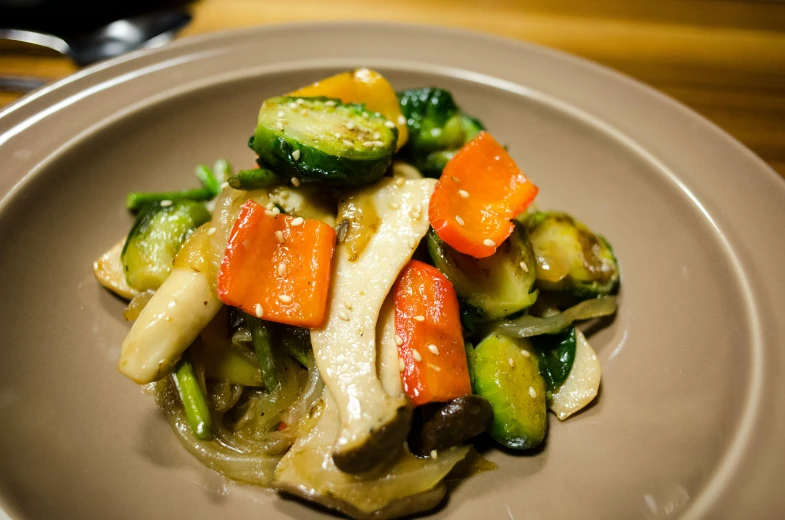 a close up of a plate of food on a table, 王琛, square, veggies, profile image