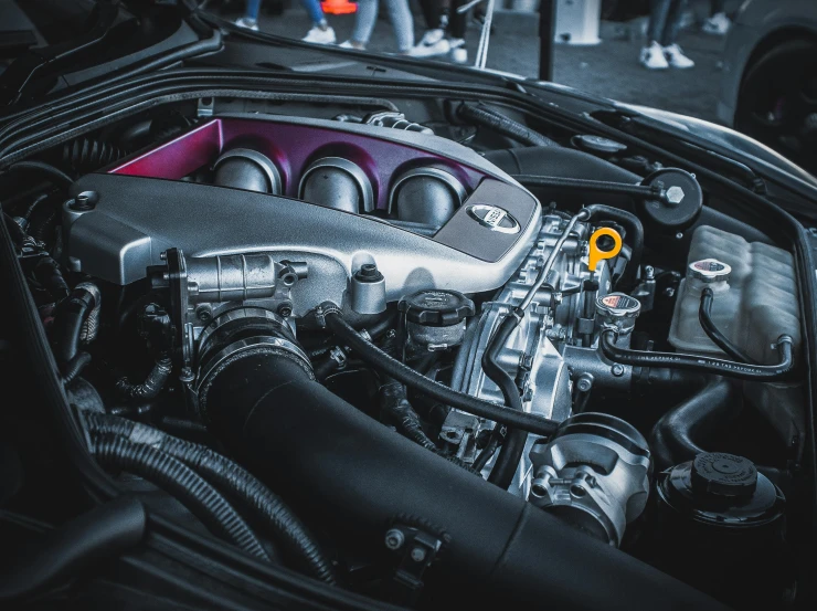 a close up of the engine of a car, pexels contest winner, toyota supra, coloured, accurate features ), hoses:10