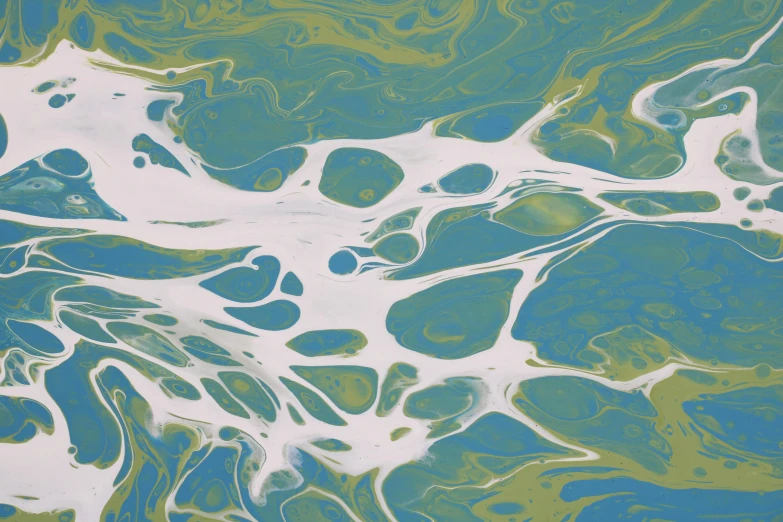 a close up of a painting of a body of water, inspired by Jules Olitski, unsplash, generative art, marbled, 15081959 21121991 01012000 4k, mapbox, some yellow green and blue