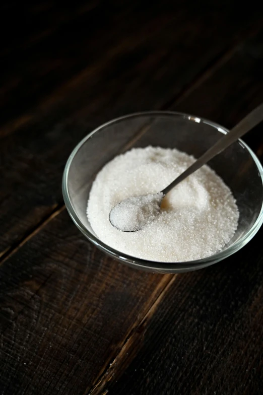 a bowl of sugar with a spoon in it, a portrait, unsplash, process art, square, chemical substances, on kitchen table, detailed product image