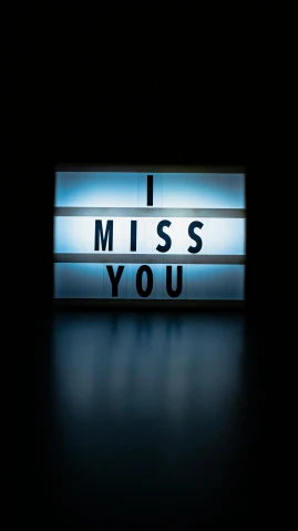 a light up sign that says miss you, pexels, minimalism, missing panels, - i, museum quality photo, mundane