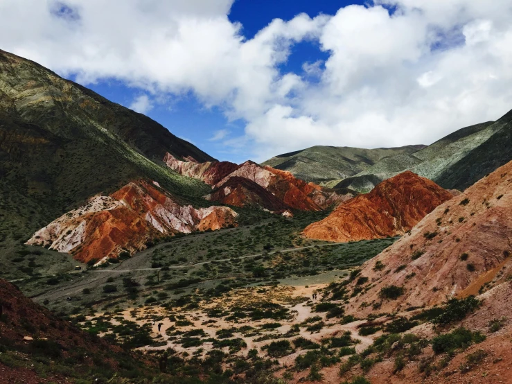 a beautiful landscape with sp trees and colorful mountains