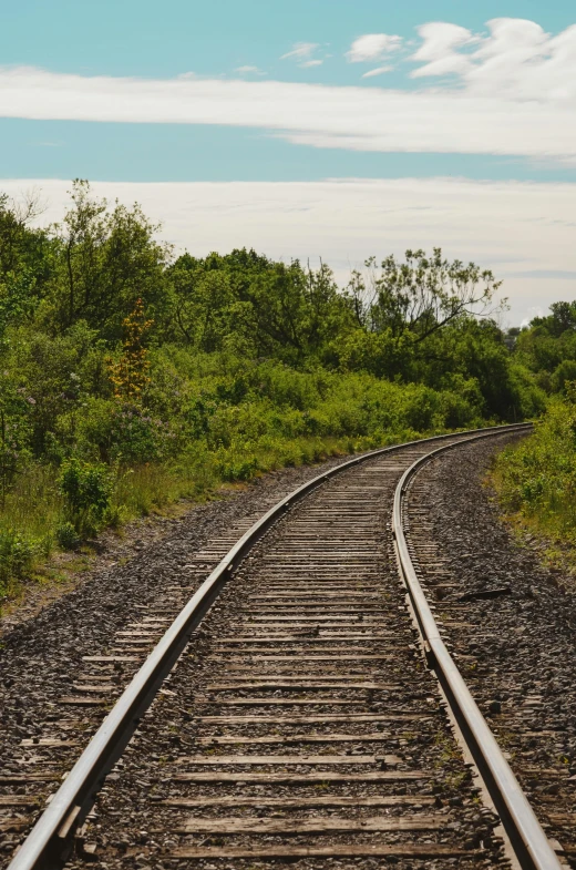 a close up of a train track with trees in the background, prairie, lush vista, curves, 2019 trending photo