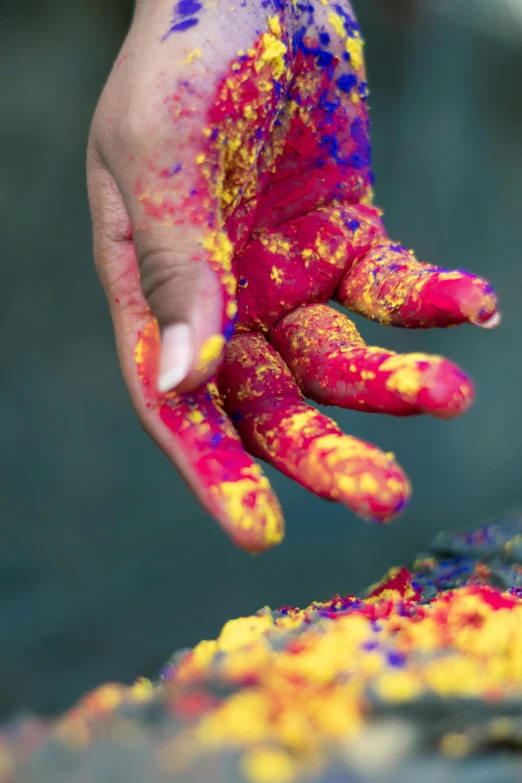 a hand with the colors painted all over it