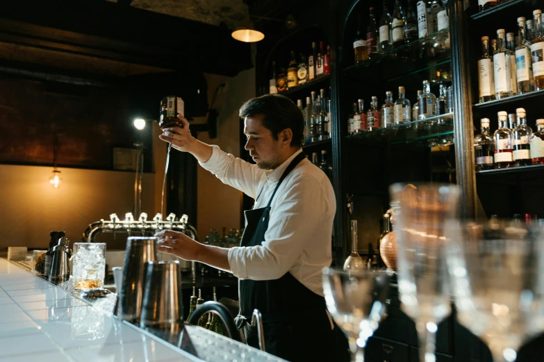 a man that is standing in front of a bar, pouring techniques, profile image, thumbnail, unbeatable quality